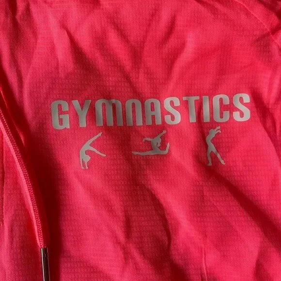 Gymnastics Half Zip Pullover Windbreaker Jacket Hot Pink Small - Picture 2 of 6